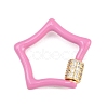 Star Brass Micro Pave Clear Cubic Zirconia Screw Carabiner Clasps KK-B167-01C-02G-1