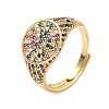 Brass Micro Pave Cubic Zirconia Cuff Rings for Women RJEW-A069-13G-01-4
