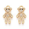 Brass Micro Pave Clear Cubic Zirconia Pendants KK-T078-02G-01-1