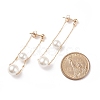 Round Shell Beads with Long Chain Tassel Dangle Stud Earrings EJEW-TA00092-4