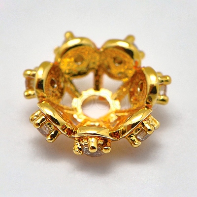 Brass Micro Pave Cubic Zirconia Bead Caps KK-K180-09G-1