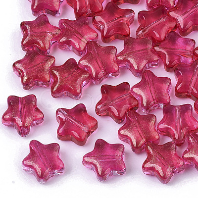 Transparent Spray Painted Glass Beads GLAA-N035-01-D02-1