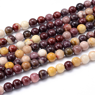 Round Natural Mookaite Beads Strands G-F216-8mm-19-1