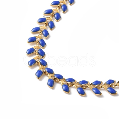 Enamel Ear of Wheat Link Chain Necklace NJEW-P220-02G-02-1
