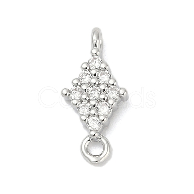 Brass Micro Pave Clear Cubic Zirconia Connector Charms KK-Z094-08P-03-1