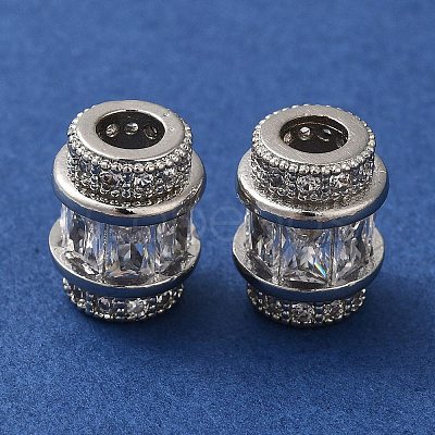 Rack Plating Brass Pave Clear Cubic Zirconia European Beads KK-M285-28P-1