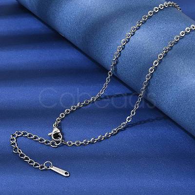 12Pcs 2.4MM 304 Stainless Steel Textured Cable Chain Necklaces for Men Women NJEW-H093-18P-04-1