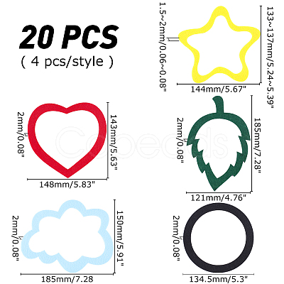 20Pcs 5 Style Star Wool Felt Frame Newborn Growth Milestone Blanket Photo Props Photo Frame DIY-AR0001-96-1