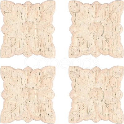 Natural Solid Wood Carved Onlay Applique Craft WOOD-FH0001-35-1
