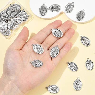 30Pcs 6 Styles Religion Tibetan Style Alloy Pendants FIND-FS0005-01-1