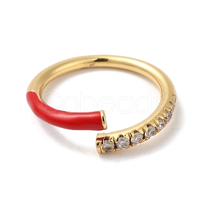 Rack Plating Brass Cubic Zirconia Open Cuff Rings for Women RJEW-S407-04H-1