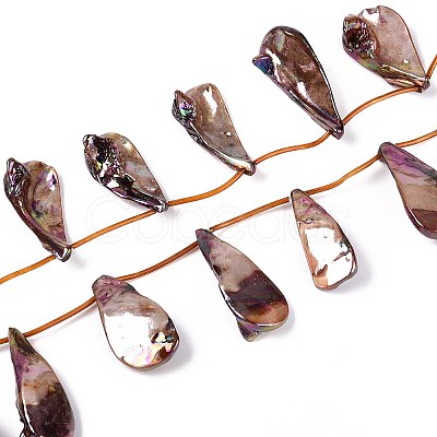 AB Color Plated Dyed Natural Freshwater Shell Beads Strands SHEL-T020-55F-1
