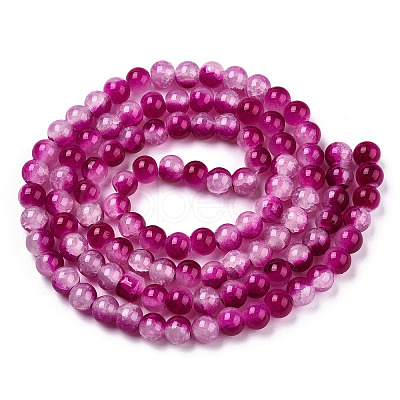 Crackle Baking Paint Imitation Jade Glass Beads Strands X1-DGLA-T003-8mm-12-1
