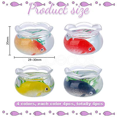 4Pcs 4 Colors Plastic Fish Tanks AJEW-HY0002-56-1