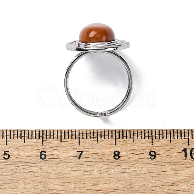 Oval Natural Red Jasper Finger Rings RJEW-M063-01P-12-1