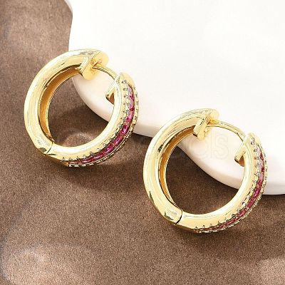 Brass Micro Pave Cubic Zirconia Hoop Earrings KK-CBA8324-06G-02-1