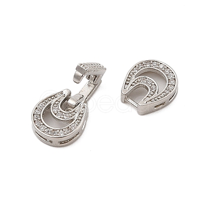 Brass Micro Pave Clear Cubic Zirconia Fold Over Clasps KK-C075-06P-1