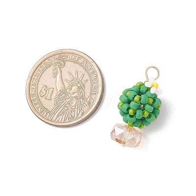 Glass Seed Beaded Cactus Pendants PALLOY-MZ00860-02-1