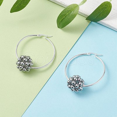 Ball Beaded Big Hoop Earrings EJEW-JE04804-1