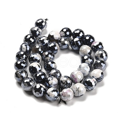 Electroplated Natural Fire Crackle Agate Round Beads Strands G-G0006-A02-03-1