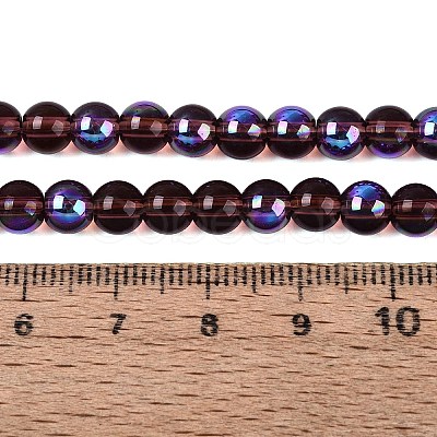 Transparent Electroplate Glass Beads Strands EGLA-Q132-6MM-01A-09-1