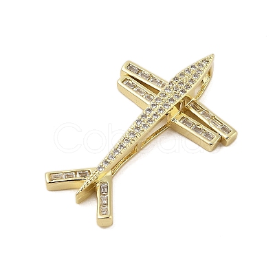 Plane Rack Plating Brass Micro Pave Cubic Zirconia Pendants KK-Z074-21G-1