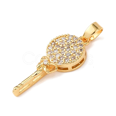Brass Micro Pave Clear Cubic Zirconia Pendants KK-C249-01G-1