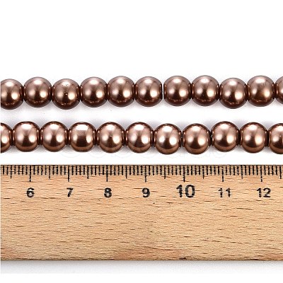 Baking Paint Pearlized Glass Pearl Round Bead Strands X-HY-Q330-8mm-30-1