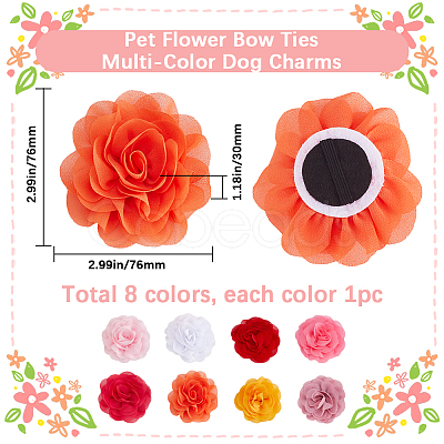 8Pcs 8 Colors Polyester Flower Ornament Accessories DIY-GF0010-64B-1