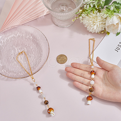 2Pcs Resin Mushroom Pendant Decorations HJEW-ME0001-12A-1
