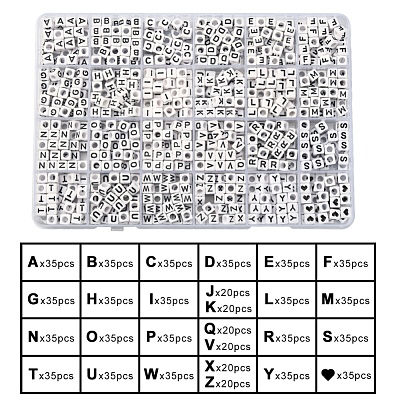 Opaque Acrylic Horizontal Hole Letter Beads SACR-YW0001-44-1