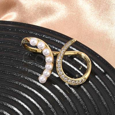 Brass Micro Pave Cubic Zirconia Cuff Open Rings RJEW-C158-03G-1