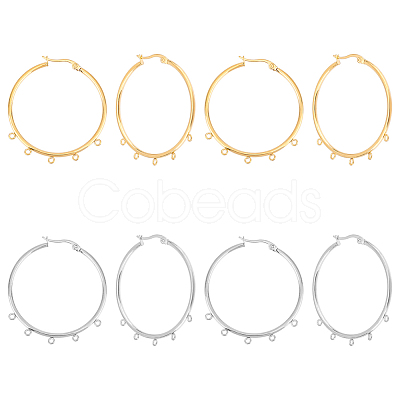 Unicraftale 8Pcs 2 Colors 304 Stainless Steel Huggie Hoop Earring Findings STAS-UN0044-76-1