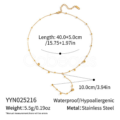 European Stainless Steel Round Bead Tassel Y Chain Necklaces for Women BF6806-1