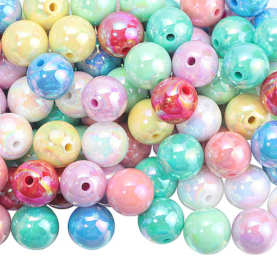 120Pcs 8 Colors Opaque Acrylic Beads MACR-PA0001-12-1