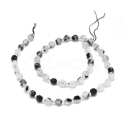 Natural Black Rutilated Quartz Beads Strands G-O201B-11-1