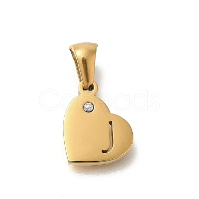 304 Stainless Steel Heart Pendants with Rhinestone STAS-Z103-01G-10-1