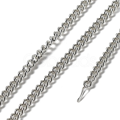 Anti-Tarnish Rhodium Plated 925 Sterling Silver Faceted Curb Chains STER-F052-18P-1