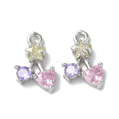 Brass Micro Pave Cubic Zirconia Charms KK-F872-21P-1