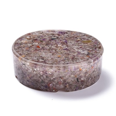 Resin with Natural Orange Quartz Chip Stones Ashtray DJEW-F015-05E-1
