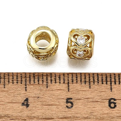 Brass Micro Pave Cubic Zirconia Beads KK-Z100-01G-1