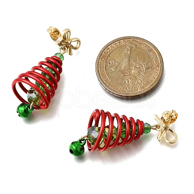 Christmas Aluminum Glass Dangle Stud Earrings EJEW-JE06582-1
