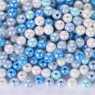 400Pcs 4 Colors Opaque Acrylic Beads MACR-SZ0001-79D-1