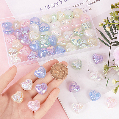 60Pcs 6 Colors Luminous Acrylic Beads SACR-SC0001-36-1