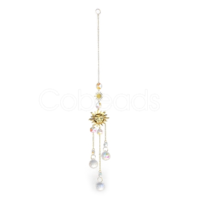Glass Teardrop Big Pendant Decorations HJEW-M005-05A-G-1