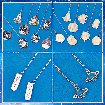 8Pcs 8 Style Alloy Enamel Astronaut Bookmark AJEW-PH0004-34-1