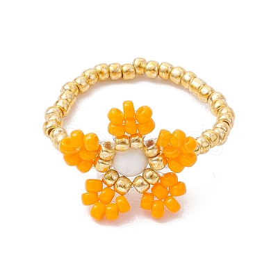 Round Seed Beads with Gemstone Beads Rings RJEW-MZ00015-03-1