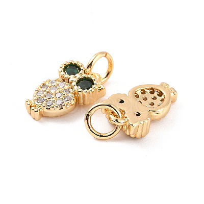 Rack Plating Brass Micro Pave Cubic Zirconia Charms ZIRC-C035-08G-1