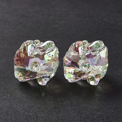 UV Plating Rainbow Iridescent Acrylic Beads OACR-H015-09-1
