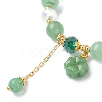 Natural Green Aventurine & Glass Beaded Stretch Bracelet BJEW-TA00308-1